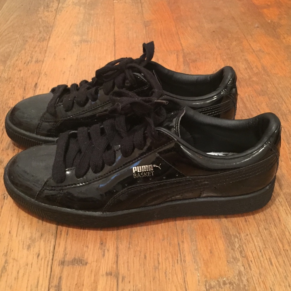 Black patent leather Pumas
